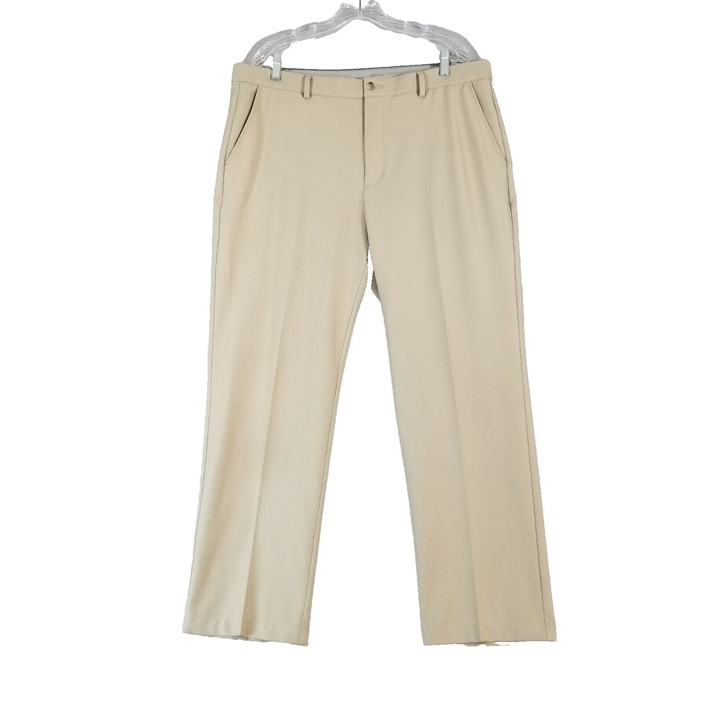 Greg Norman Golf Pants Men 38x30 Beige Tan Dry Fit Flex Stretch Microfiber Flat